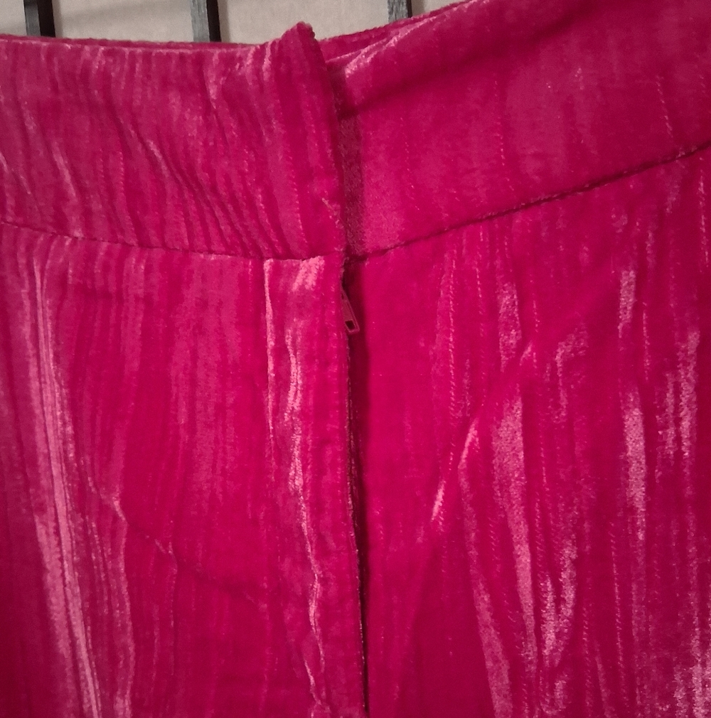 Nasty Gal Hot Pink Crushed Velvet Wide Leg Pants size 10 - Picture 9 of 10